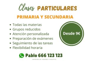 Cartel clases particulares personalizable