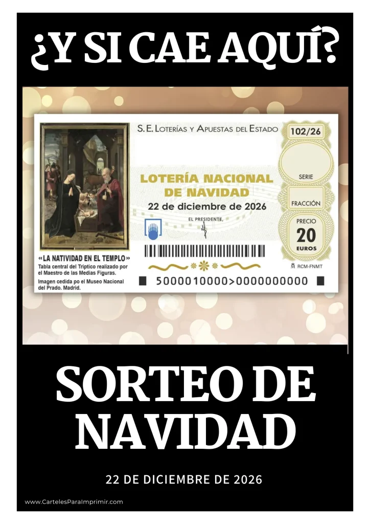 Plantilla loteria navidad 2026 - diseño 2