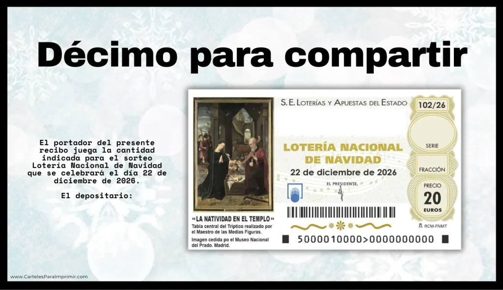 Plantilla para compartir decimo navidad 2026 diseño 3
